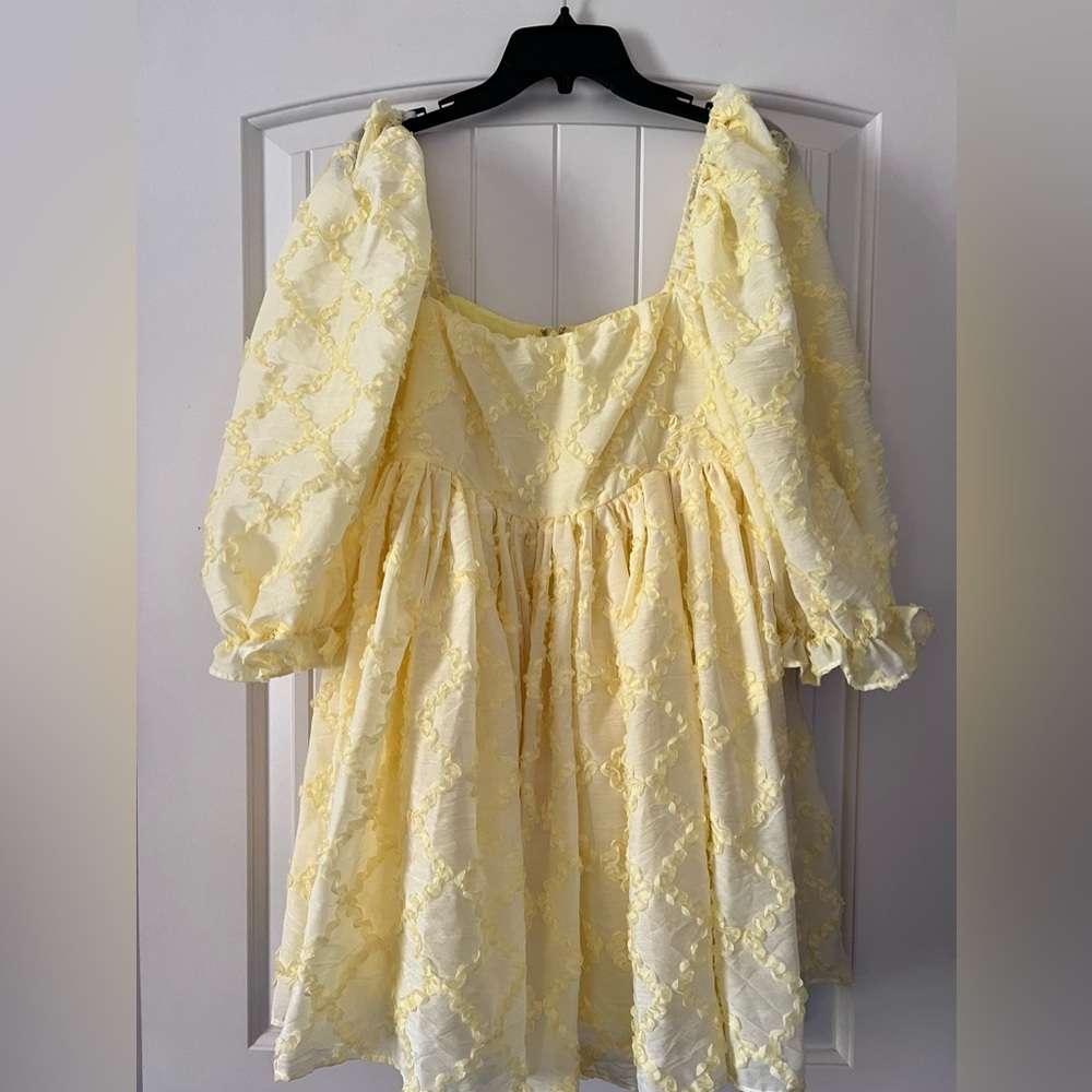 Chic Yellow Lace Mini Dress - Picture 4 of 11